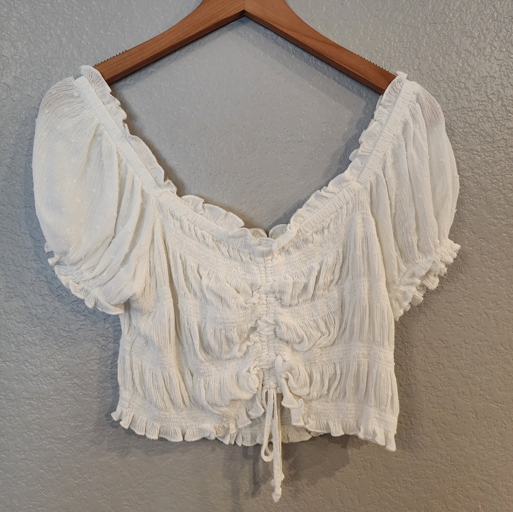 Ocean Drive Draw String Off the Shoulder Ruffle Blouse